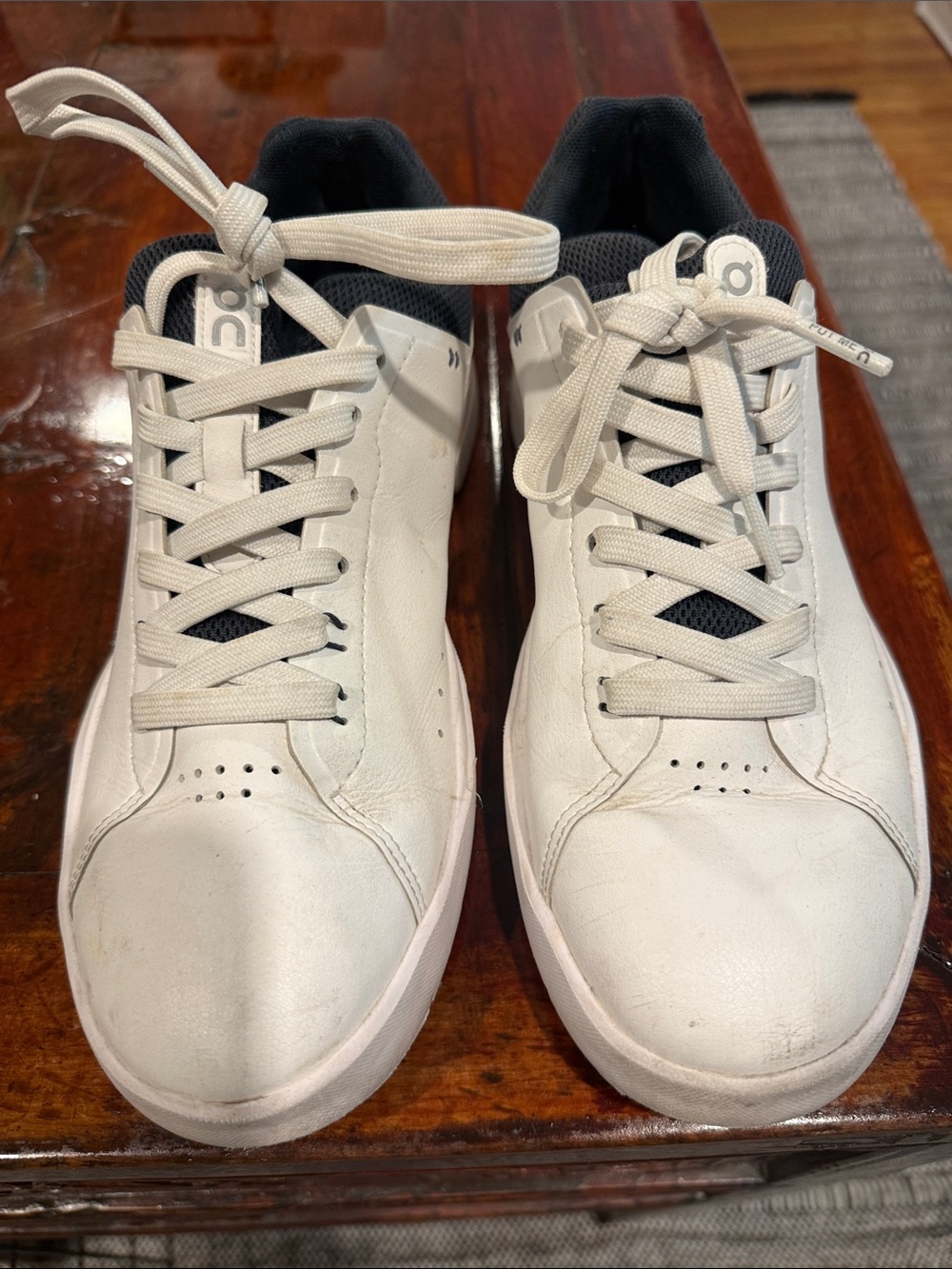 On Running White Leather Sneakers with Black Inner Lining